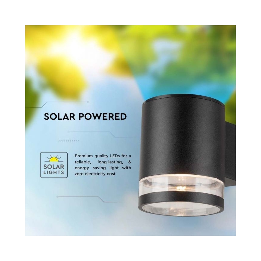 LED Venkovní solární nástěnné svítidlo LED/1W/3,7V 3000K IP54 černá