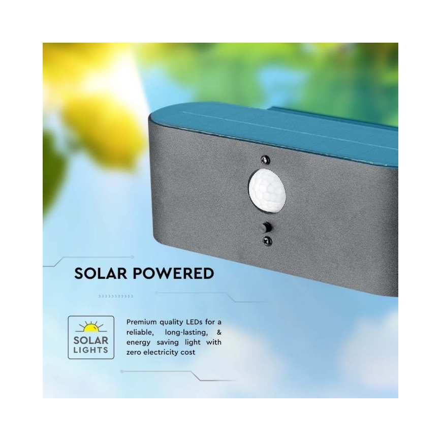 LED Venkovní solární nástěnné svítidlo se senzorem LED/2,5W/3,7V 3000K IP54 2000 mAh