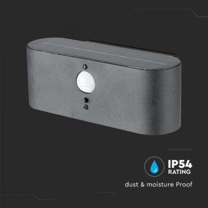 LED Venkovní solární nástěnné svítidlo se senzorem LED/2,5W/3,7V 3000K IP54 2000 mAh