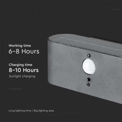 LED Venkovní solární nástěnné svítidlo se senzorem LED/2,5W/3,7V 3000K IP54 2000 mAh