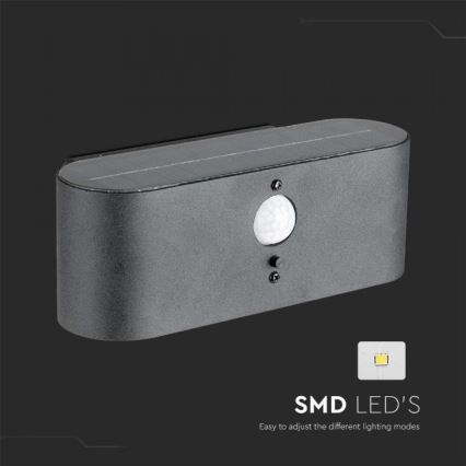 LED Venkovní solární nástěnné svítidlo se senzorem LED/2,5W/3,7V 3000K IP54 2000 mAh