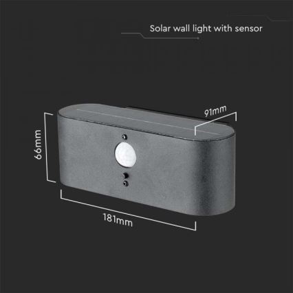 LED Venkovní solární nástěnné svítidlo se senzorem LED/2,5W/3,7V 3000K IP54 2000 mAh