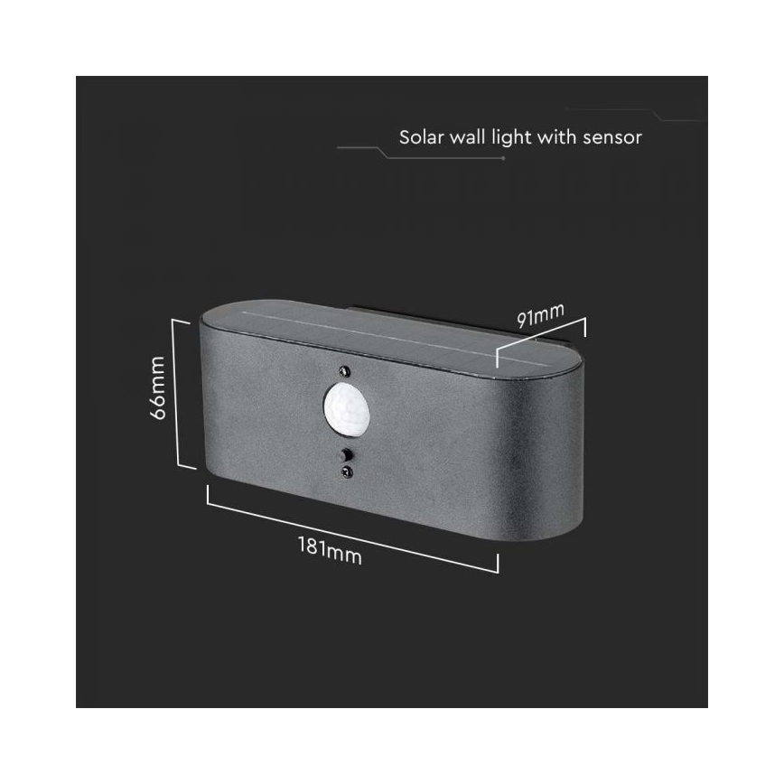 LED Venkovní solární nástěnné svítidlo se senzorem LED/2,5W/3,7V 3000K IP54 2000 mAh