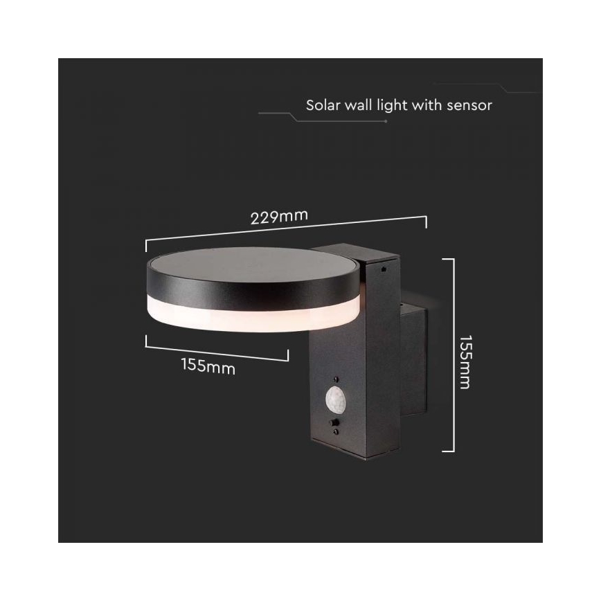 LED Venkovní solární nástěnné svítidlo se senzorem LED/5,5W/3,7V 3000K IP54