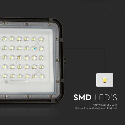 LED Venkovní stmívatelný solární reflektor LED/10W/3,2V IP65 4000K černá + dálkové ovládání