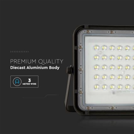 LED Venkovní stmívatelný solární reflektor LED/10W/3,2V IP65 4000K černá + dálkové ovládání