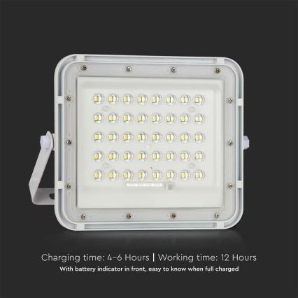LED Venkovní stmívatelný solární reflektor LED/10W/3,2V IP65 6400K 6000 mAh bílá + dálkové ovládání