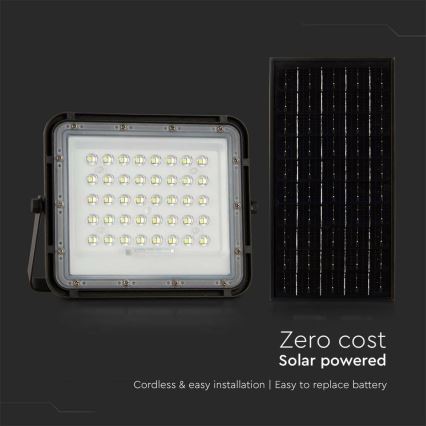 LED Venkovní stmívatelný solární reflektor LED/10W/3,2V IP65 6400K 6000 mAh černá + dálkové ovládání