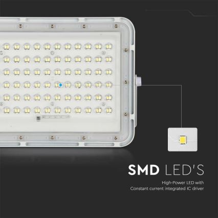 LED Venkovní stmívatelný solární reflektor LED/15W/3,2V IP65 4000K 12000 mAh bílá + dálkové ovládání