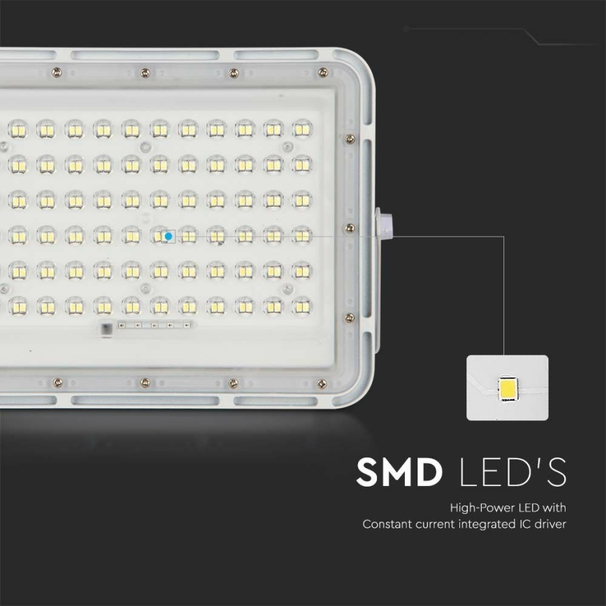 LED Venkovní stmívatelný solární reflektor LED/15W/3,2V IP65 4000K 12000 mAh bílá + dálkové ovládání