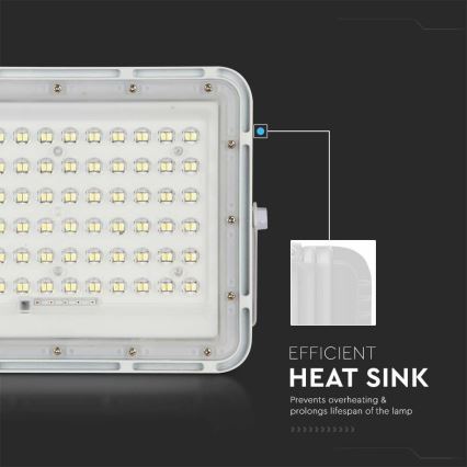 LED Venkovní stmívatelný solární reflektor LED/15W/3,2V IP65 4000K 12000 mAh bílá + dálkové ovládání