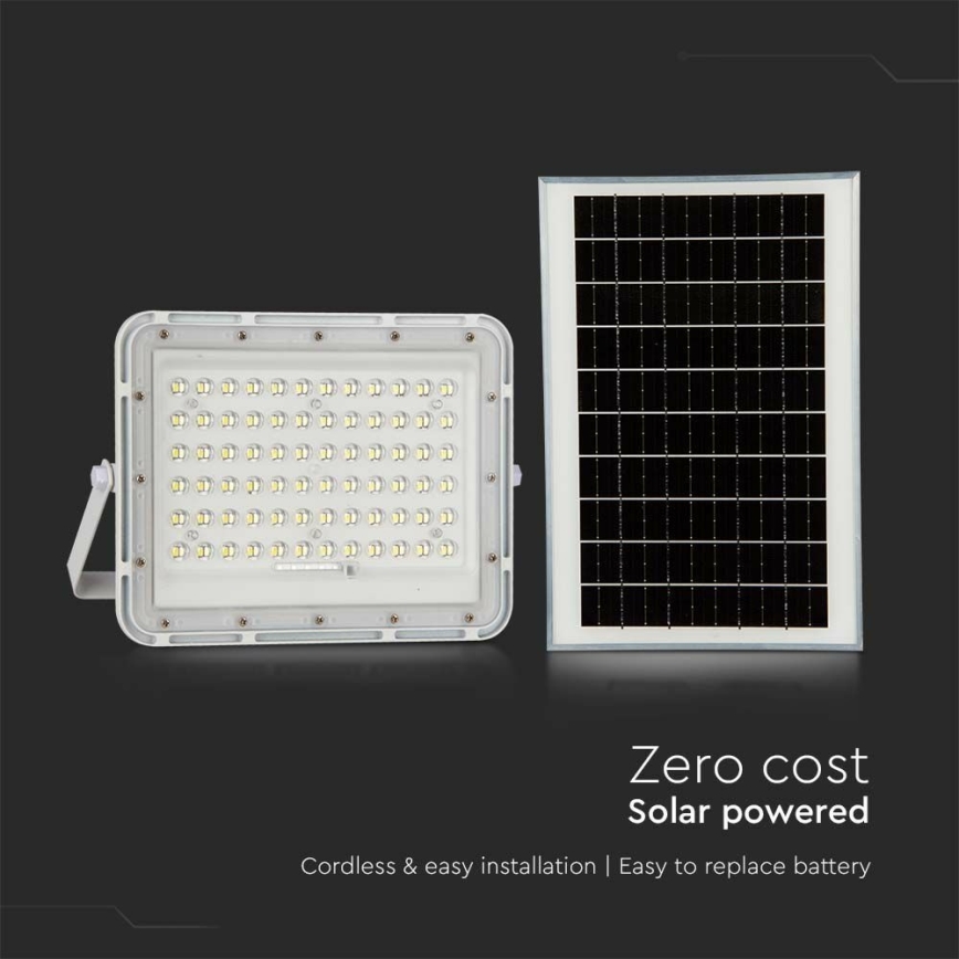 LED Venkovní stmívatelný solární reflektor LED/15W/3,2V IP65 4000K 12000 mAh bílá + dálkové ovládání