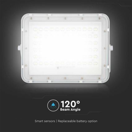 LED Venkovní stmívatelný solární reflektor LED/15W/3,2V IP65 4000K 12000 mAh bílá + dálkové ovládání