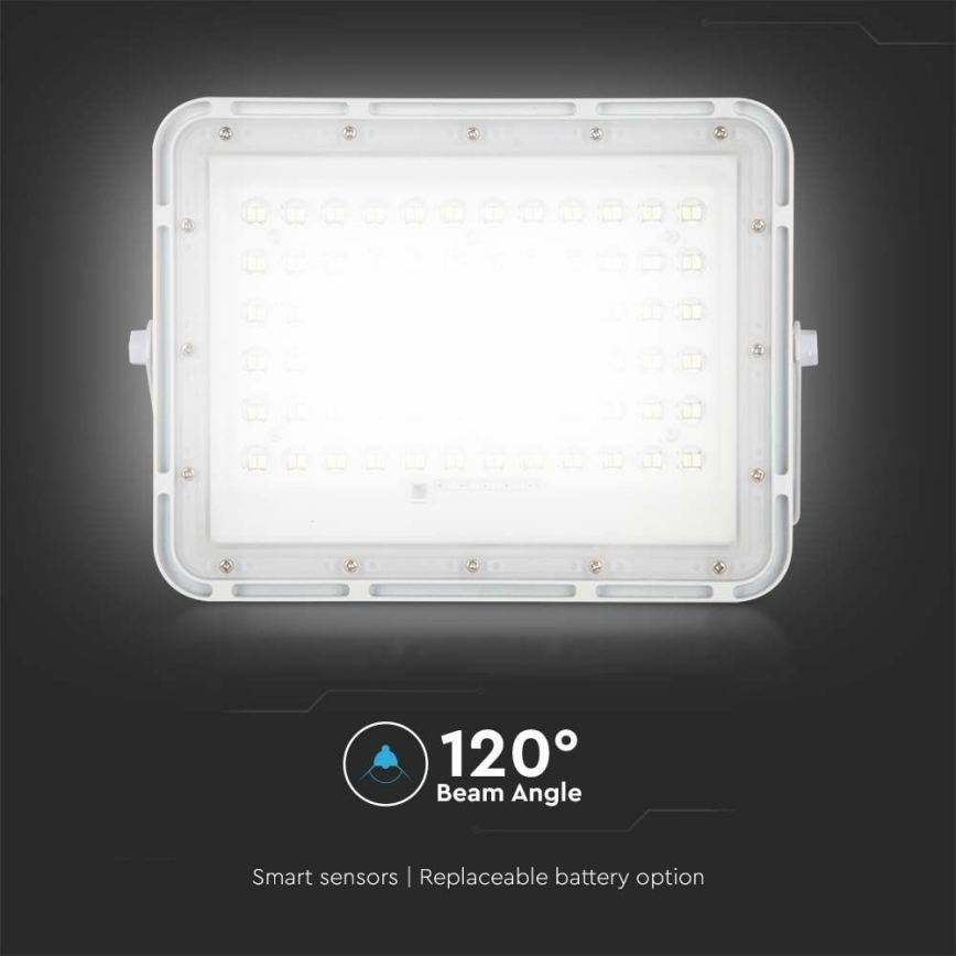 LED Venkovní stmívatelný solární reflektor LED/15W/3,2V IP65 4000K 12000 mAh bílá + dálkové ovládání