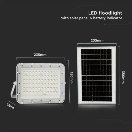 LED Venkovní stmívatelný solární reflektor LED/15W/3,2V IP65 4000K 12000 mAh bílá + dálkové ovládání