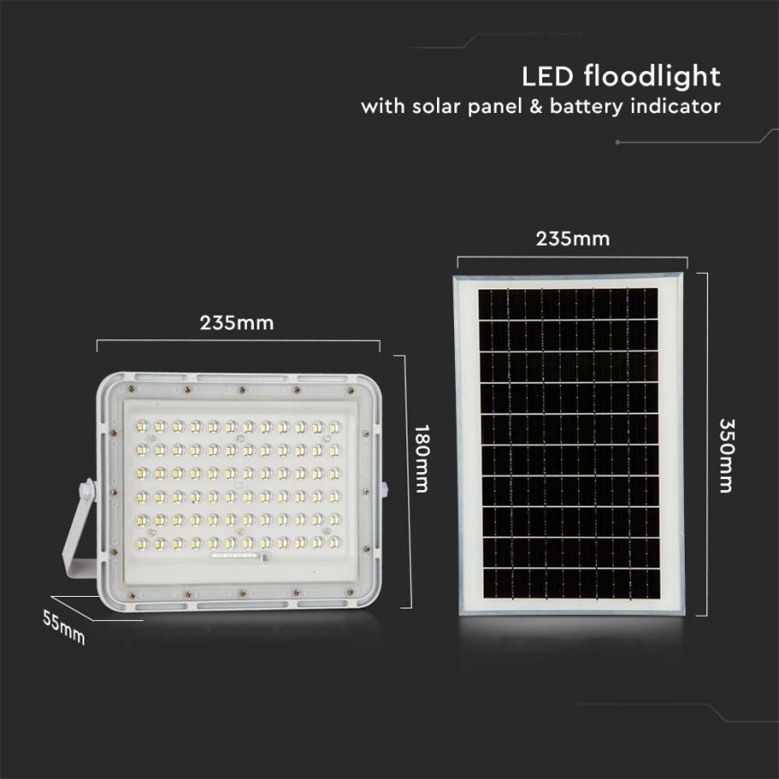 LED Venkovní stmívatelný solární reflektor LED/15W/3,2V IP65 4000K 12000 mAh bílá + dálkové ovládání