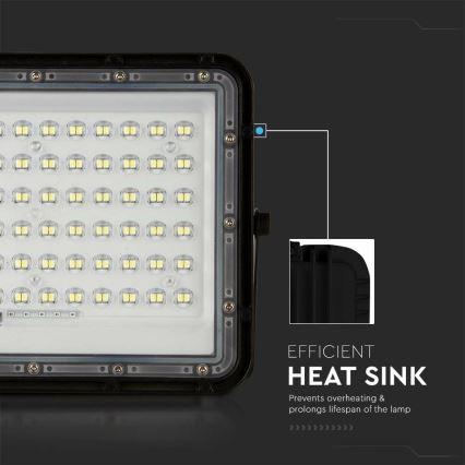 LED Venkovní stmívatelný solární reflektor LED/15W/3,2V IP65 4000K 12000 mAh černá + dálkové ovládání