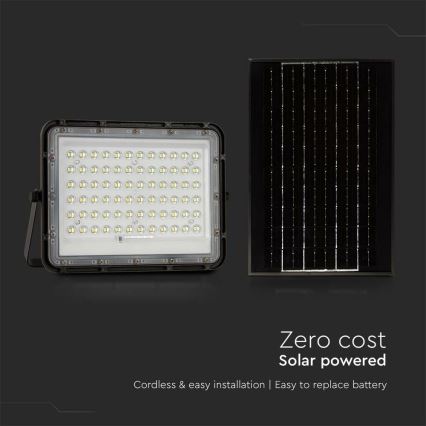 LED Venkovní stmívatelný solární reflektor LED/15W/3,2V IP65 4000K 12000 mAh černá + dálkové ovládání