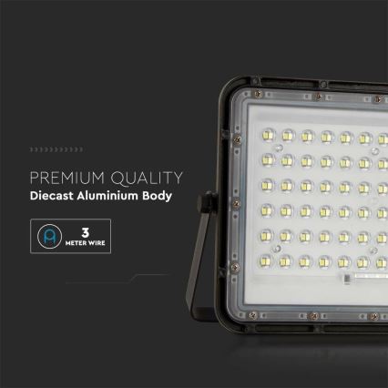 LED Venkovní stmívatelný solární reflektor LED/15W/3,2V IP65 4000K 12000 mAh černá + dálkové ovládání