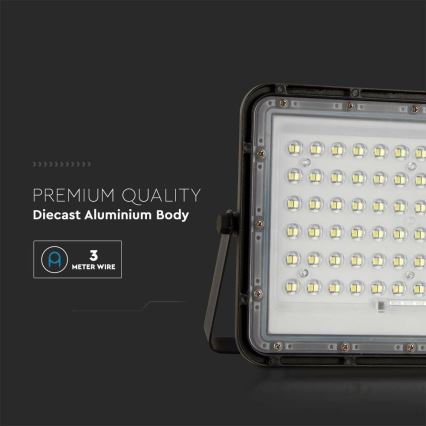 LED Venkovní stmívatelný solární reflektor LED/15W/3,2V IP65 4000K černá + dálkové ovládání