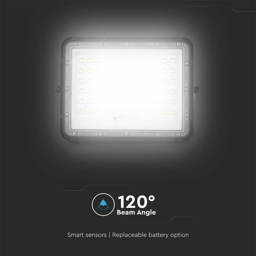 LED Venkovní stmívatelný solární reflektor LED/15W/3,2V IP65 4000K 12000 mAh černá + dálkové ovládání
