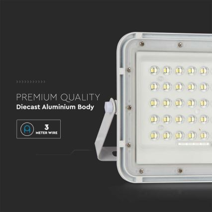 LED Venkovní stmívatelný solární reflektor LED/15W/3,2V IP65 6400K bílá + dálkové ovládání