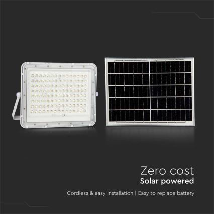 LED Venkovní solární reflektor LED/20W/3,2V 4000K bílá IP65 + dálkové ovládání