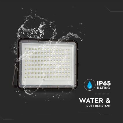 LED Venkovní solární reflektor LED/20W/3,2V 6400K černá IP65 + dálkové ovládání