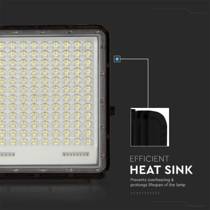 LED Venkovní solární reflektor LED/30W/3,2V 6400K černá IP65 + dálkové ovládání