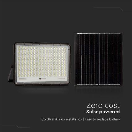 LED Venkovní solární reflektor LED/30W/3,2V 6400K černá IP65 + dálkové ovládání