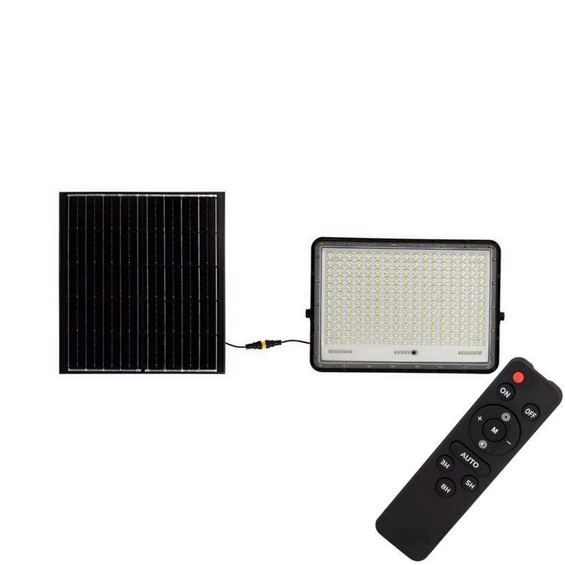 LED Venkovní solární reflektor LED/30W/3,2V 6400K černá IP65 20000 mAh + dálkové ovládání