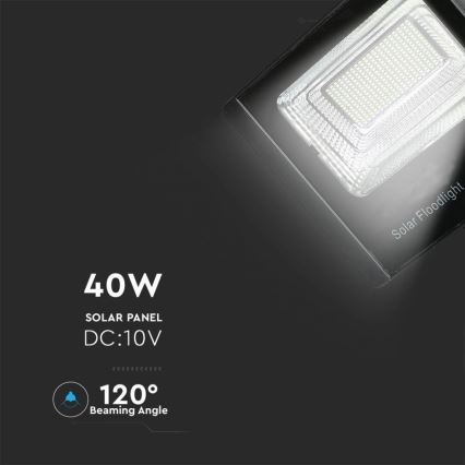 LED Venkovní solární reflektor LED/40W/10V IP65 6000K 20000 mAh + dálkové ovládání