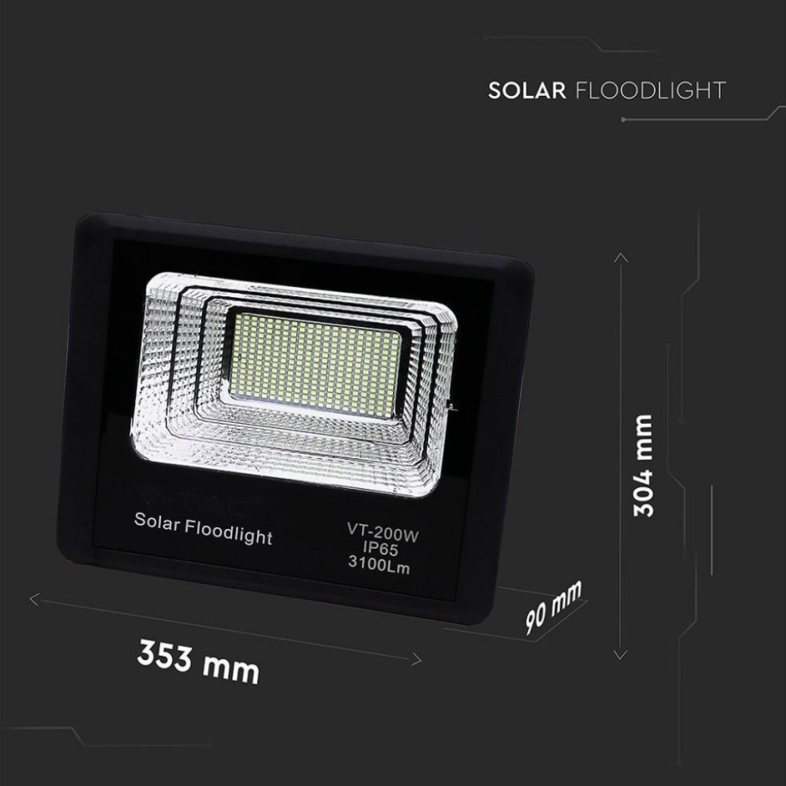 LED Venkovní solární reflektor LED/40W/10V IP65 6000K 20000 mAh + dálkové ovládání