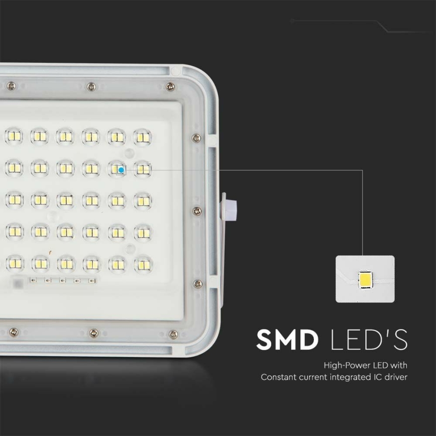 LED Venkovní stmívatelný solární reflektor LED/6W/3,2V IP65 4000K 5000 mAh bílá + dálkové ovládání