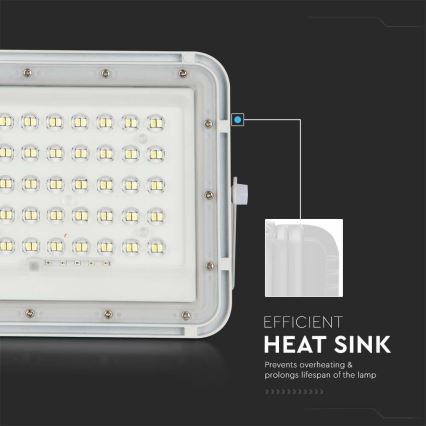 LED Venkovní stmívatelný solární reflektor LED/6W/3,2V IP65 4000K 5000 mAh bílá + dálkové ovládání
