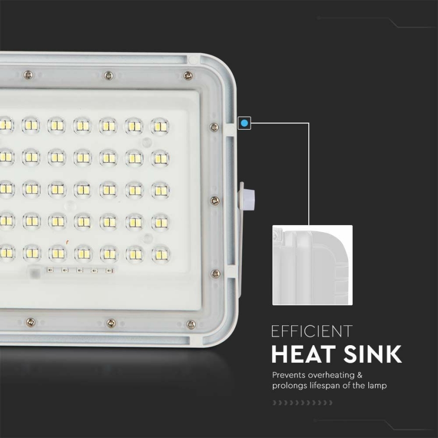 LED Venkovní stmívatelný solární reflektor LED/6W/3,2V IP65 4000K 5000 mAh bílá + dálkové ovládání