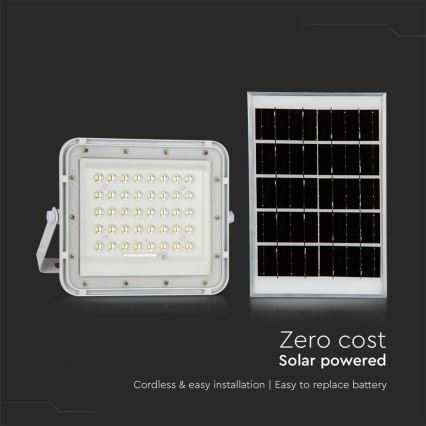 LED Venkovní stmívatelný solární reflektor LED/6W/3,2V IP65 4000K 5000 mAh bílá + dálkové ovládání