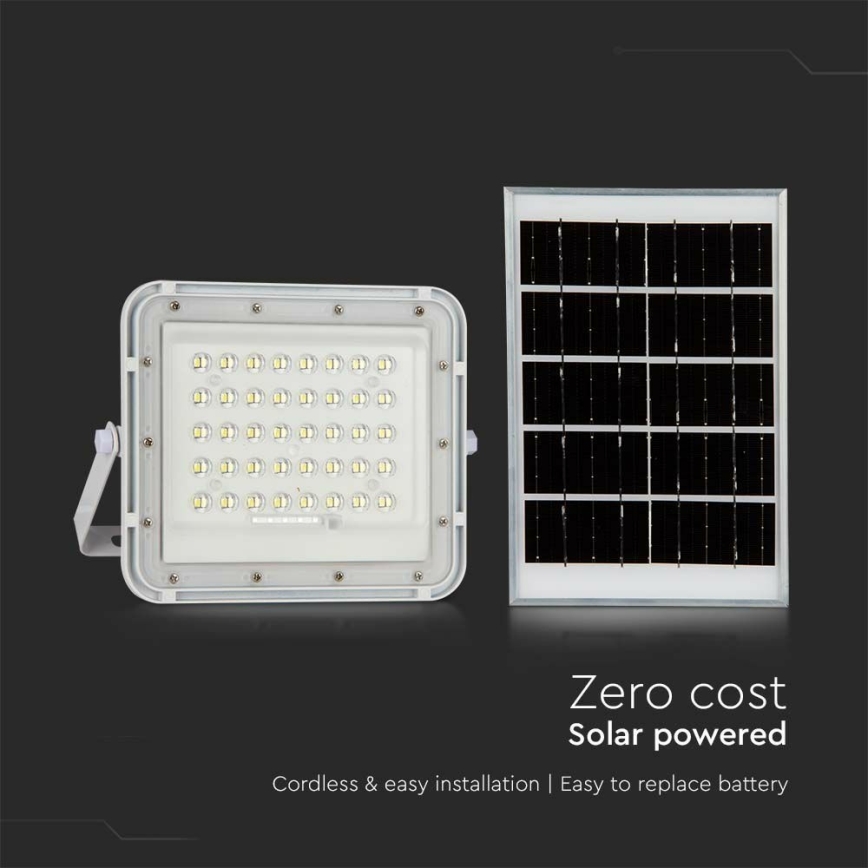 LED Venkovní stmívatelný solární reflektor LED/6W/3,2V IP65 4000K 5000 mAh bílá + dálkové ovládání