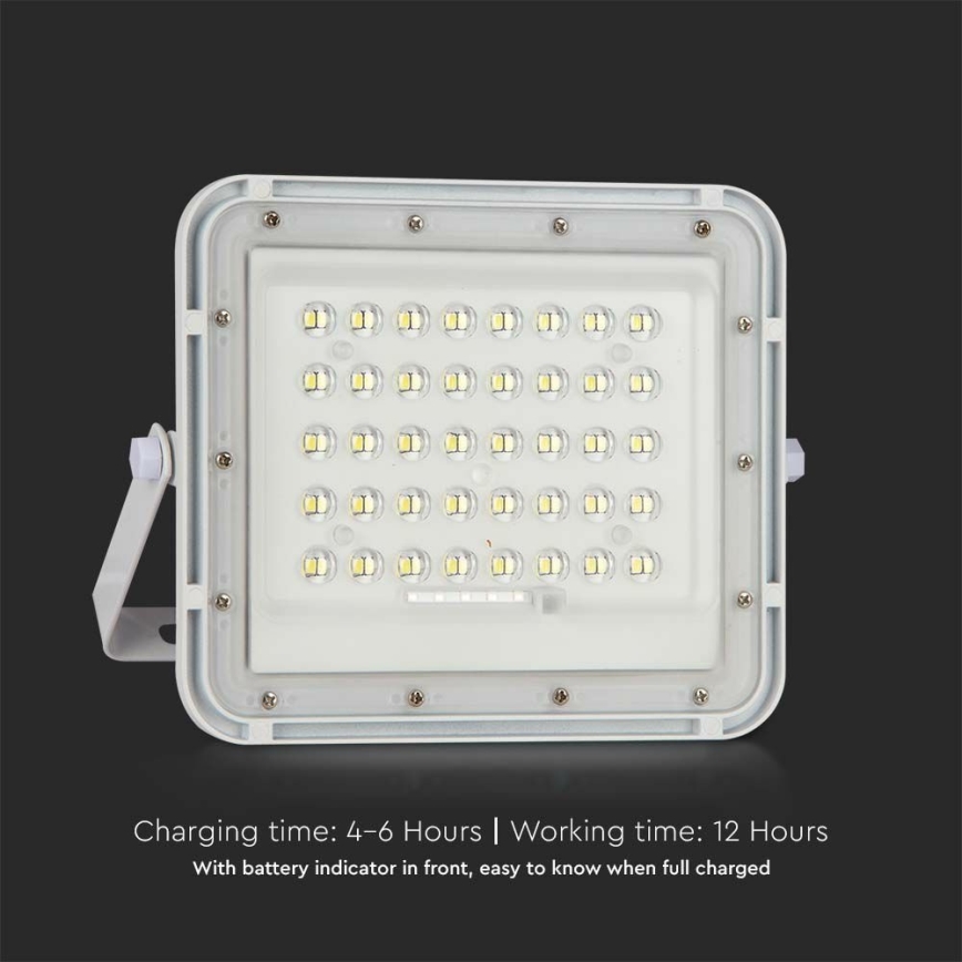 LED Venkovní stmívatelný solární reflektor LED/6W/3,2V IP65 4000K 5000 mAh bílá + dálkové ovládání