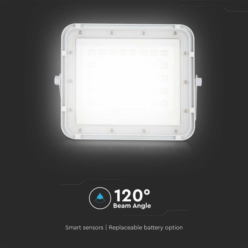 LED Venkovní stmívatelný solární reflektor LED/6W/3,2V IP65 4000K 5000 mAh bílá + dálkové ovládání