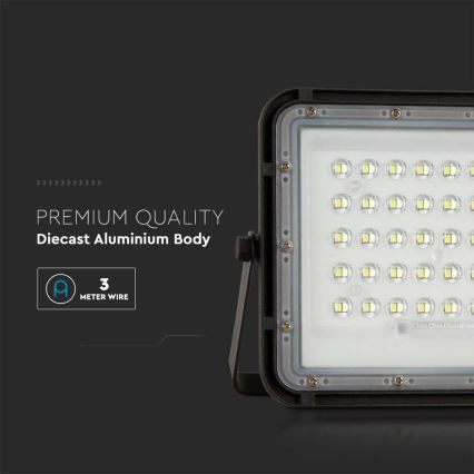LED Venkovní stmívatelný solární reflektor LED/6W/3,2V IP65 4000K 5000 mAh černá + dálkové ovládání