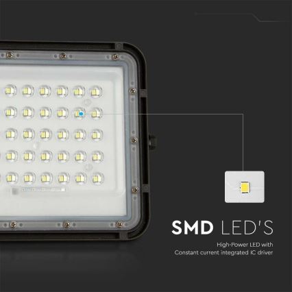 LED Venkovní stmívatelný solární reflektor LED/6W/3,2V IP65 6400K 5000 mAh černá + dálkové ovládání