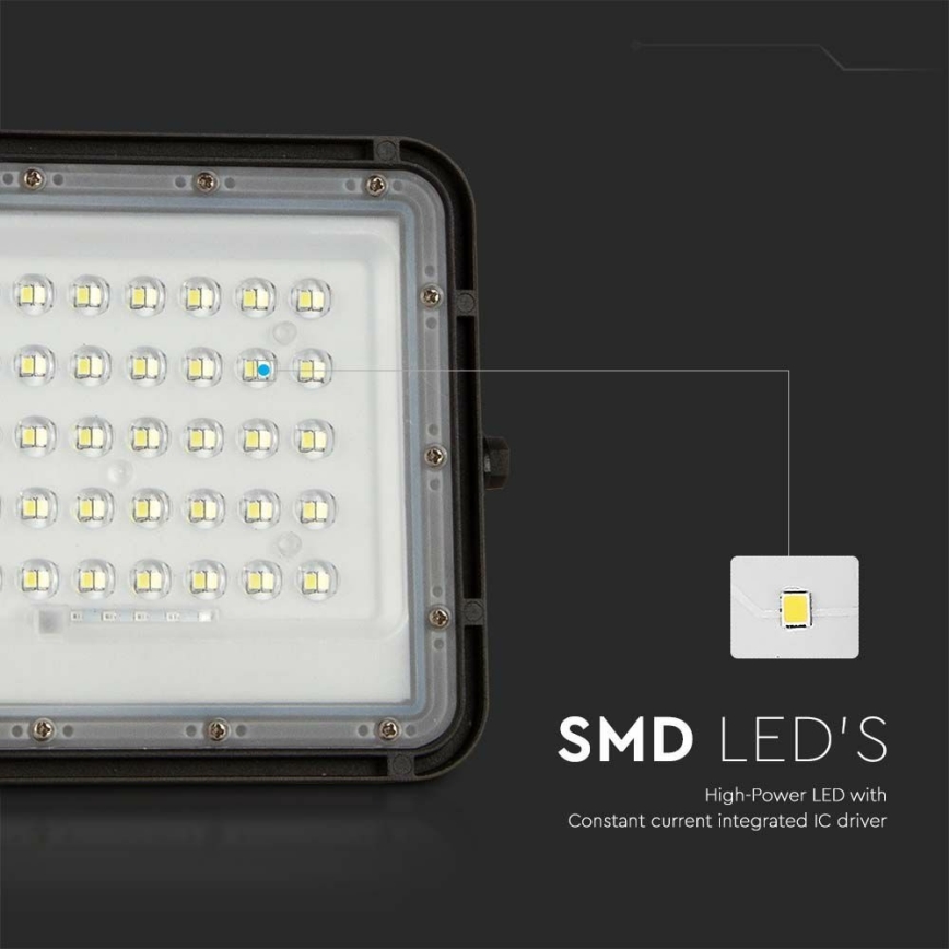 LED Venkovní stmívatelný solární reflektor LED/6W/3,2V IP65 6400K 5000 mAh černá + dálkové ovládání