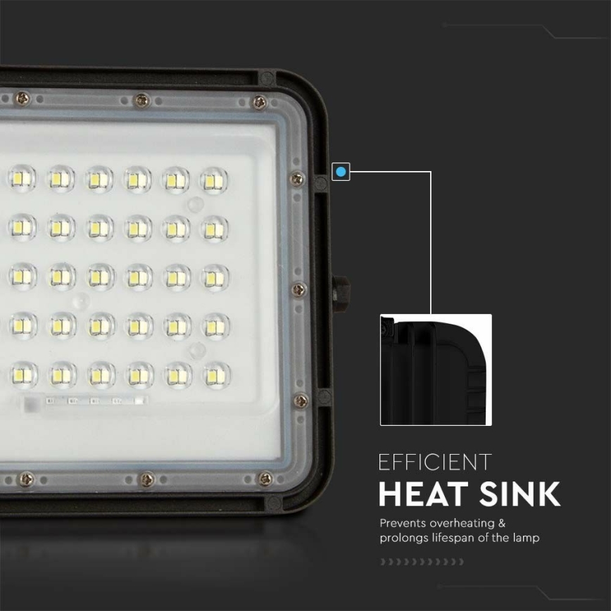 LED Venkovní stmívatelný solární reflektor LED/6W/3,2V IP65 6400K 5000 mAh černá + dálkové ovládání