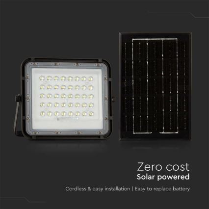 LED Venkovní stmívatelný solární reflektor LED/6W/3,2V IP65 6400K 5000 mAh černá + dálkové ovládání