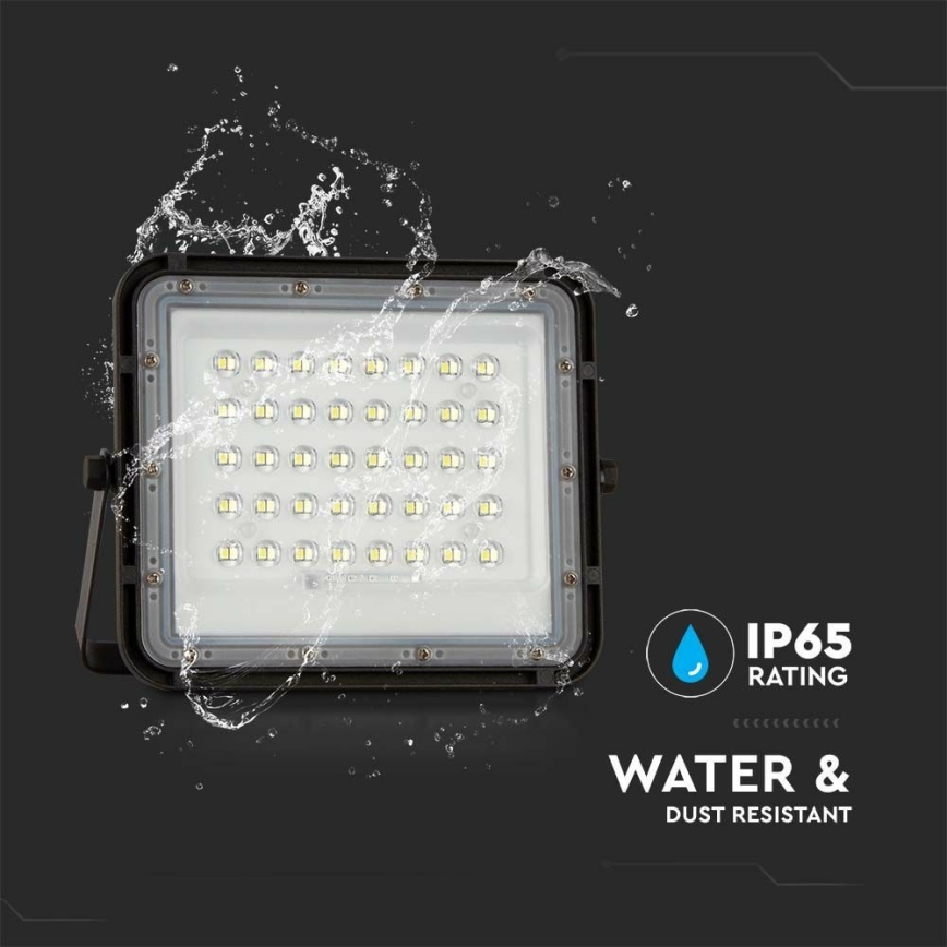 LED Venkovní stmívatelný solární reflektor LED/6W/3,2V IP65 6400K 5000 mAh černá + dálkové ovládání