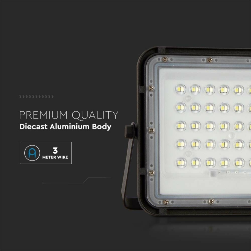 LED Venkovní stmívatelný solární reflektor LED/6W/3,2V IP65 6400K 5000 mAh černá + dálkové ovládání
