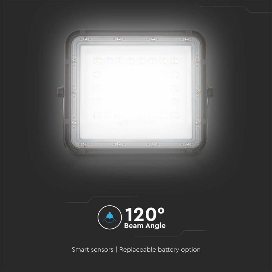 LED Venkovní stmívatelný solární reflektor LED/6W/3,2V IP65 6400K 5000 mAh černá + dálkové ovládání