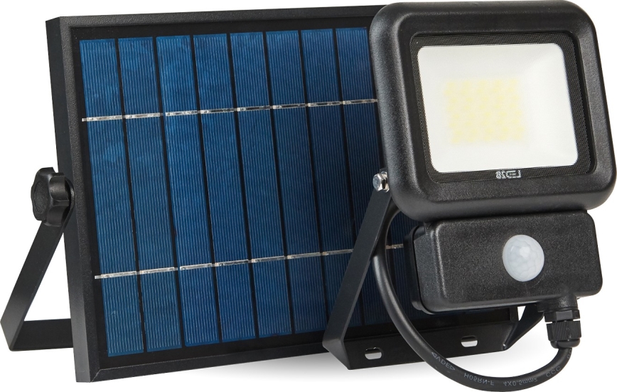 LED Venkovní solární reflektor se senzorem LED/20W/3,7V 6500K IP65 4400 mAh