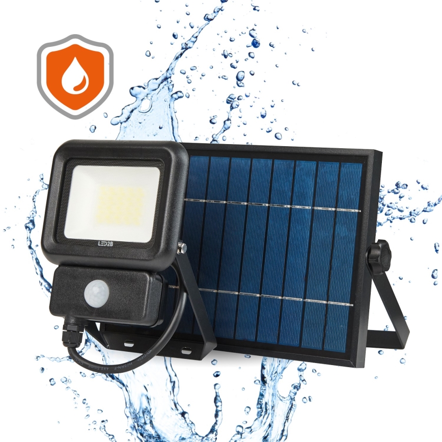 LED Venkovní solární reflektor se senzorem LED/20W/3,7V 6500K IP65 4400 mAh